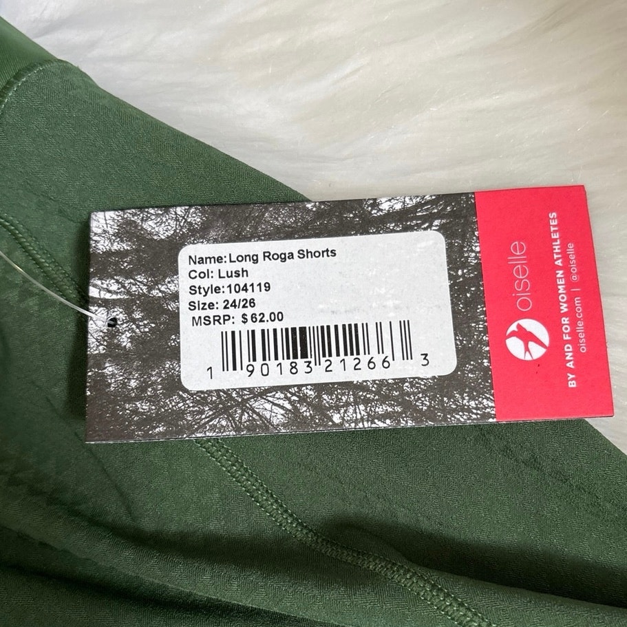 Oiselle Nwt Long Roga Running Shorts Size 24/26 Lush Green — image 6 of 7